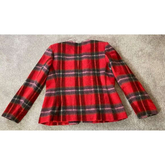 NWT Red Plaid Wool & Mohair Jacket Blazer By Cross Country Fashions Size 14 - Picture 2 of 10